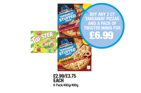 Chicago Town Pizza Stuffed Crust Loaded Cheese, Pepperoni, Twister Mini - Now Only Buy Any Chicago Town Pizza Stuffed Crust And A Pack Of Twister Minis for £6.99 at Premier