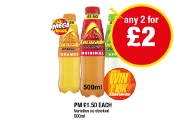 Lucozade Energy Original, Orange, Apple - Any 2 for £2 at Premier