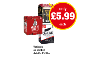 Madri, Guinness, Carling - Now Only £5.99 at Premier