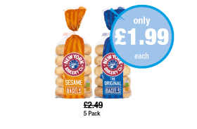 New York Bakery Co Bagels Original, Sesame - Now Only £1.99 at Premier