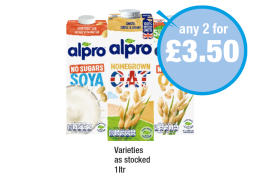 Alpro No Sugars Soya, Oat, Homegrown Oat - Any 2 for £3.50 at Premier