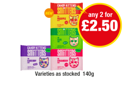 Candy Kittens Smittens Blueberry, Pineapple, Sour, Strawberry - Any 2 for £2.50 at Premier