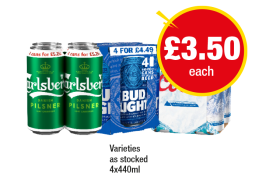 Carlsberg, Bud Light, Coors - Now Only £3.50 at Premier