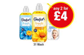 Comfort Fresh Blue Skies, Sunshiny Days, Pure Gently Fresh - Any 2 for £4 at Premier