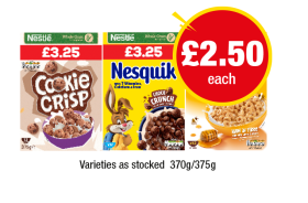 Cookie Crisp, Nesquik, Honey Cheerios - Now Only £2.50 at Premier