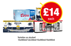 Coors, Corona, Carling - Now Only £14 at Premier