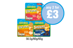 Dairylea Lunchers Ham 'N' Cheese, Chicken 'N' Cheese, Cheese & Crackers Oreo - Any 2 for £3 at Premier