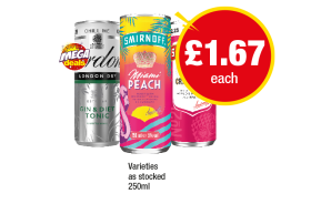 Gordon's Gin & Diet Tonic, Smirnoff Miami Peach, Vodka Cranberry - Any 3 for £5 at Premier