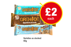 Grenade Protein Bar Salted Caramel, Fudged Up, Cookie Dough - Now Only £2 at Premier