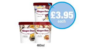 Häagen-Dazs Vanilla, Cookie & Cream, Salted Caramel - Now Only £3.95 at Premier