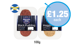 Malcolm Allan Black Pudding, Haggis Slices - Now Only £1.25 at Premier