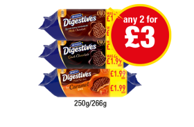 McVities Digestives Milk Chocolate, Dark, Caramel - Any 2 for £3 at Premier