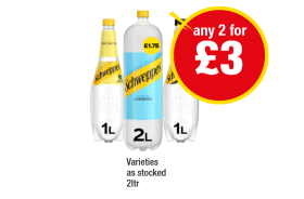 Schweppes, Slimline, Lemonade - Any 2 for £3 at Premier