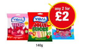 Vidal Teeth Lips, Jolly Slices, Sour Medley - Any 2 for £2 at Premier