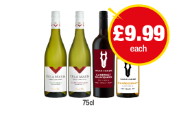 Villa Maria Pinot Grigio, Sauvignon Blanc, Dark Horse Cabernet Sauvignon, Chardonnay - Now Only £9.99 at Premier