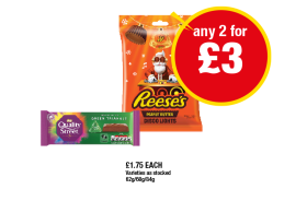 Reese's Peanut Butter Disco Lights, Quality Street Green Triangle, Reese's Trees - Any 2 for £3 at Premier