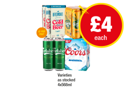 Brewdog Cold Beer, Crumpton Oaks, Carlsberg, Coors - Now Only £4 at Premier