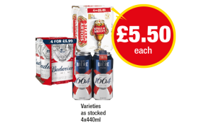 Budweiser, Stella Artois, Kronenbourg - Now Only £5.50 at Premier