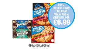 Chicago Town Takeaway Pizza Pepperoni, Cheese, Viennetta Vanilla, Mint - Buy 2 Chicago Town Takeaway Pizzas And A Viennetta for £6.99 at Premier