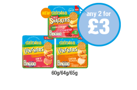 Dairylea Snackers Fruit, Lunchers Ham 'N' Cheese, Chicken 'N' Cheese - Any 2 for £3 at Premier