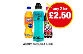Fanta, Power Ade, Dr Pepper Cherry Crush - Any 2 for £2.50 at Premier