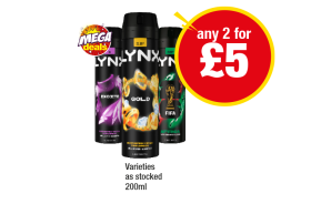 Lynx Excite, Gold, Fifa Africa - Any 2 for £5 at Premier