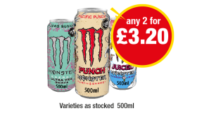 Monster Ultra Vice Guava, Pacific Punch, Viking Berry - Any 2 for £3.20 at Premier