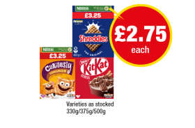 Shreddies, Curiously Cinnamon, KitKat Cereal - Now Only £2.75 at Premier