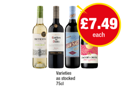 Trivento Pinot Grigio, Casillero Del Diablo, Jam Shed Shiraz, Jacob's Creek - Now Only £7.49 at Premier