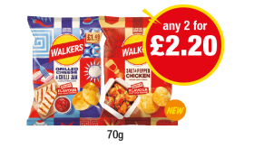 Walkers Grilled Cheese & Chilli Jam, Salt & Pepper Chicken - Any 2 for £2.20 at Premier
