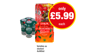 John Smiths, Madri, Thatchers Blood Orange - Now Only £5.99 at Premier