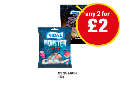 Vidal Gummy Spooky Spiders, Monster Mix - Any 2 for £2 at Premier