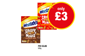 Weetabix Crispy Minis Chocolate Chip, Caramelised Biscuit - Now Only £3 at Premier