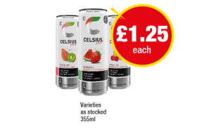Celsius Kiwi Guava, Strawberry Watermelon, Peach Raspberry - Now Only £1.25 at Premier