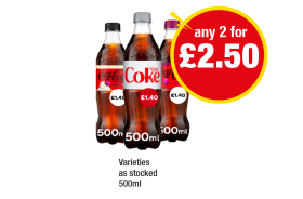 Coca Cola Zero Cherry, Cherry Float, Diet Coke - Any 2 for £2.50 at Premier