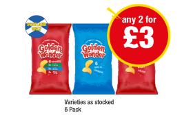 Golden Wonder Variety Pack, Salt & Vinegar, Ready Salted - Any 2 for £3 at Premier