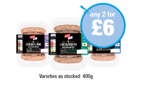 Jack's Sausage Cumberland, Lincolnshire, Traditional Pork - Any 2 for £6 at Premier