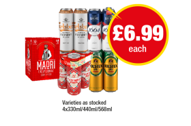 Madri, Carlsberg Export, Cruzcampo, Kronenbourg, Holsten Pils - Now Only £6.99 at Premier
