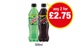 Mountain Dew Citrus Blast, Pitch Black - Any 2 for £2.75 at Premier