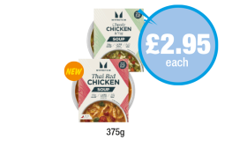 My Protein Classic Chicken & Veg Soup, Thai Red Chicken Soup - Now Only £2.95 at Premier