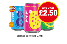Poppi Strawberry Lemon, Blueberry, Lemon Lime - Any 2 for £2.50 at Premier