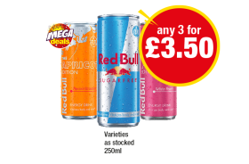 Red Bull Sugarfree, Apricot Edition, Peach Edition - Any 3 for £3.50 at Premier