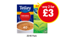 Tetley Original, Green Tea - Any 2 for £3 at Premier