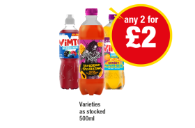 Vimto No Added Sugar, Sunset Papaya-Dise, Levi Roots Reggae Sunrise - Any 2 for £2 at Premier