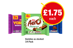 Yorkie Original, Raisin & Biscuit, Aero Peppermint - Now Only £1.75 at Premier