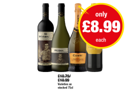 19 Crimes Red Wine, Sauv Block, Canti Prosecco, Camp Viejo Rioja Tempranillo - Now Only £8.99 each at Premier