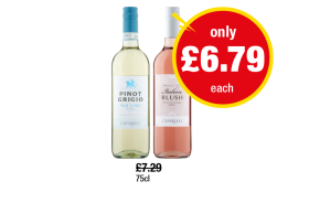 Caparelli Pinot Grigio, Italian Blush - Now Only £6.79 each at Premier