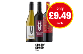 Dark Horse Chardonnay, Cabernet Sauvignon, Diablo Dark Red - Now Only £9.49 each at Premier