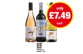 The Secretary Bird Rosé, Jam Shed Shiraz, Yellow Tail Chardonnay - Now Only £7.49 each at Premier
