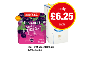 Thatchers Apple & Blackcurrant, Peroni - Now Only £6.25 each at Premier